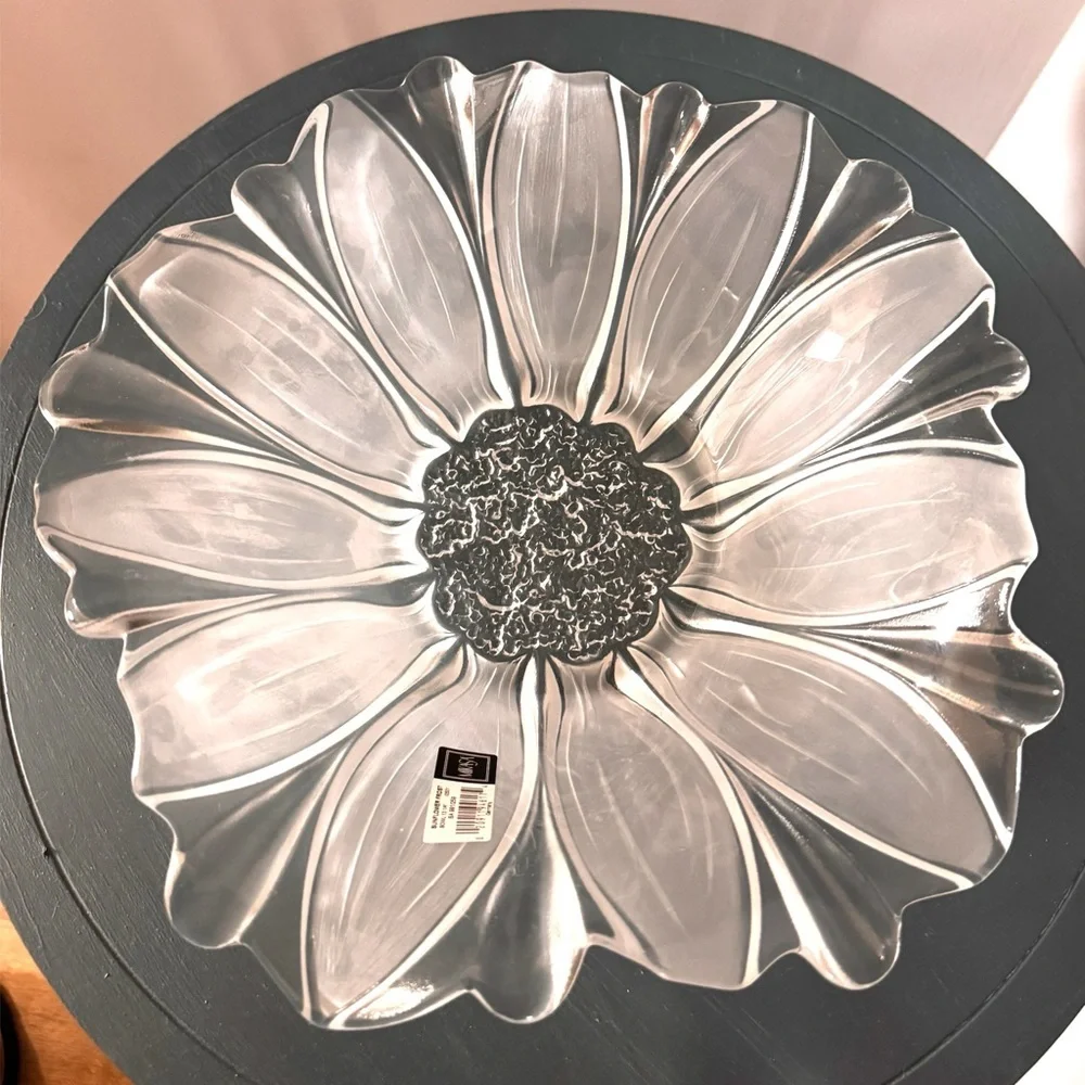 Vintage Mikasa Glass Sunflower Frost Large Round Bowl 13 1/4